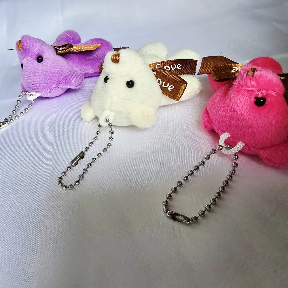 3‎ Pcs. Plush Bear Keychain - Pink, White, Purple